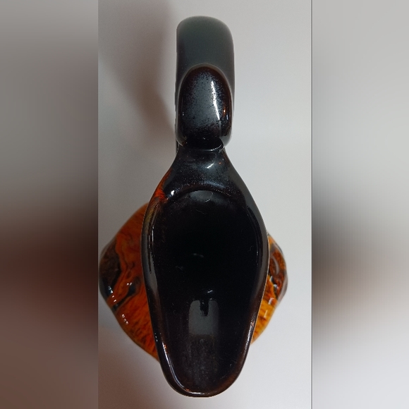 Pottery Evangeline Ware Drip Glaze Orange Dark Brown/Black Jug Vintage Pitcher - Picture 6 of 6